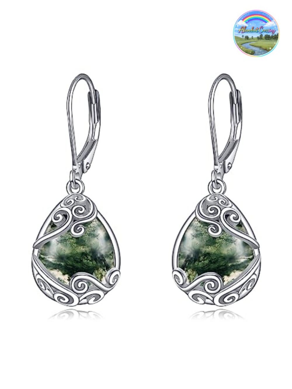 Sterling Silver Moonstone Filigree Teardrop Dangle Earrings Leverback